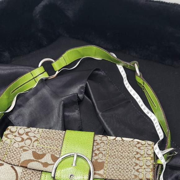 Coach Signature Patchwork Canvas Python Buckle Shoulder Bag - Picture 9 of 11